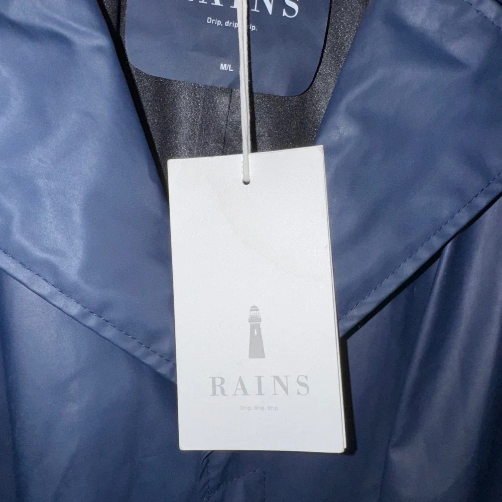 RAINS Navy Waterproof Belted Trench Raincoat M/L NWT Scandinavian Minimalist